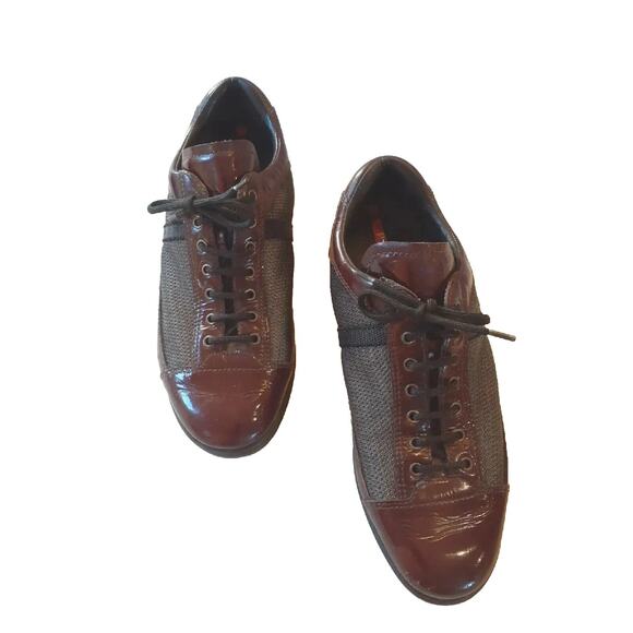 Prada America\'s Cup Sneakers Shoes 3258 US 6 Women\'s Burgundy Leather Gray Mesh main image 8